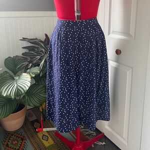 Navy Polka Dot Midi Skirt
